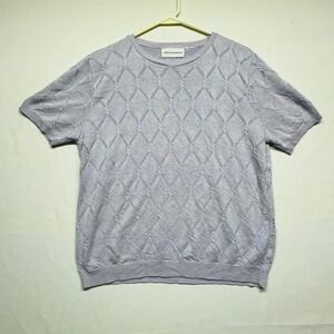 Alfred Dunner Lavender Lilac Short Sleeved Ultra Soft Knit Sweater Women's Large